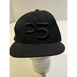 P5 Phase 5 Flatbill Snapback Ball Cap Hat - Black Unisex Adjustable